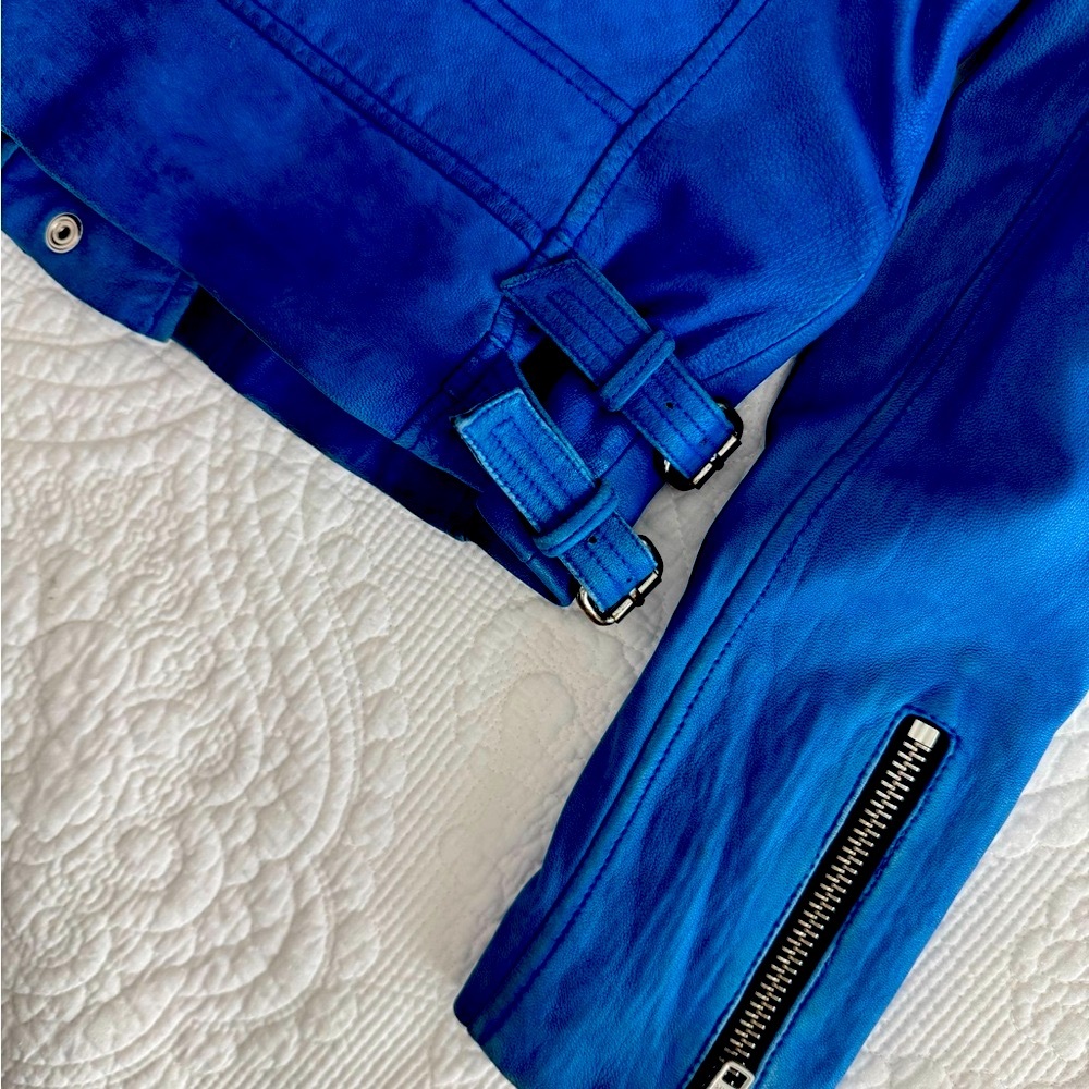🔥 IRO Blue Leather Biker Jacket 🔥 - Picture 9 of 16